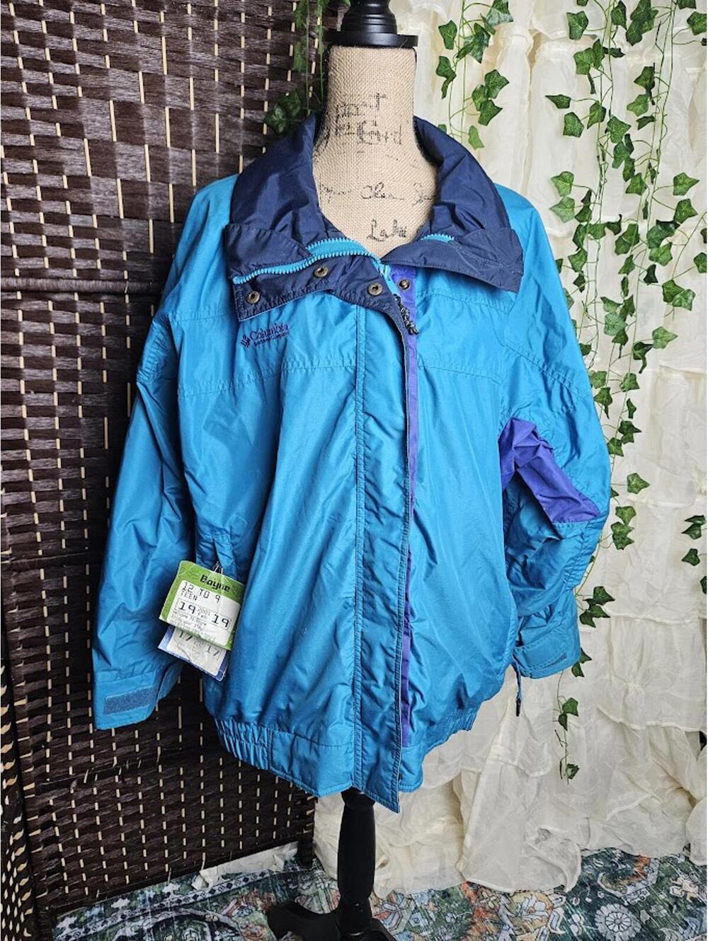 Vintage Columbia 2001 Teal Colorblock Jacket NWT 90s Y2K Windbreaker Coat